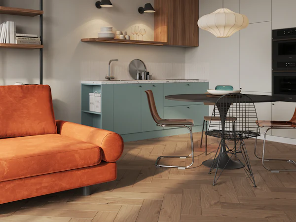 Cucina e zona pranzo di una casa luminosa